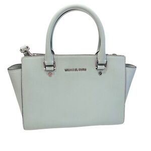 Michael Kors Bag Selma Saffiano Leather Medium Satchel Cross Body Pale Green